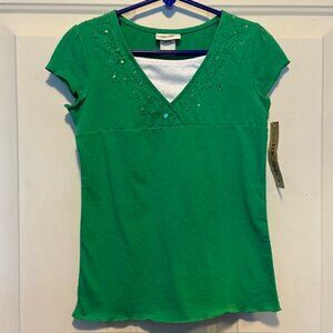 NWT Cherokee Green & White Shirt size 6/6X